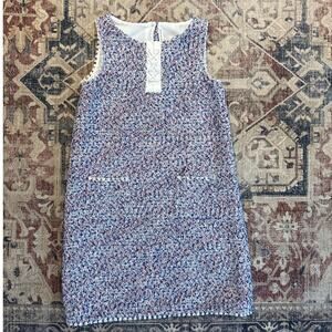 Janie and Jack blue tweed sleeveless lace‎ front dress SIZE 12